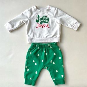 Cat & Jack Holiday Jolly & Joyful Sweatshirt & Pants Set size 0-3 months